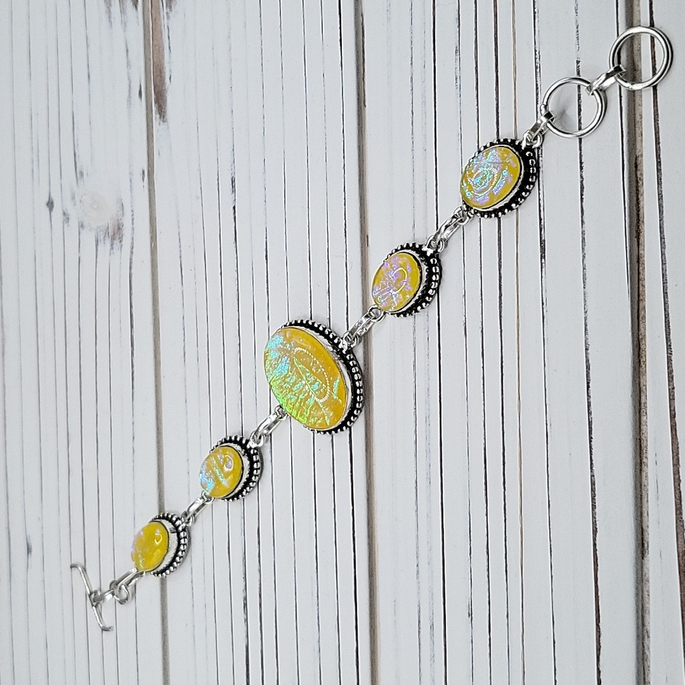 Yellow Triplet Opal Bracelet - 925 Plated